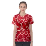 Patterns, Corazones, Texture, Red, Women s Sport Mesh T-Shirt