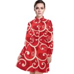 Patterns, Corazones, Texture, Red, Long Sleeve Chiffon Shirt Dress