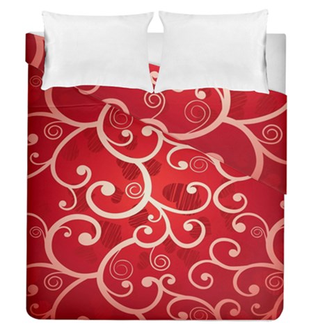 Patterns, Corazones, Texture, Red, Duvet Cover Double Side (Queen Size) from UrbanLoad.com