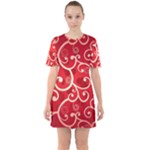 Patterns, Corazones, Texture, Red, Sixties Short Sleeve Mini Dress