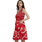 Patterns, Corazones, Texture, Red, Sleeveless V-Neck Skater Dress with Pockets