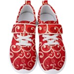 Patterns, Corazones, Texture, Red, Men s Velcro Strap Shoes