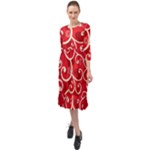 Patterns, Corazones, Texture, Red, Ruffle End Midi Chiffon Dress