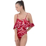 Patterns, Corazones, Texture, Red, Drape Piece Swimsuit
