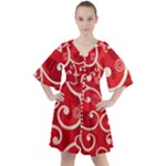 Patterns, Corazones, Texture, Red, Boho Button Up Dress