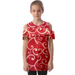 Patterns, Corazones, Texture, Red, Fold Over Open Sleeve Top