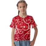 Patterns, Corazones, Texture, Red, Kids  Cuff Sleeve Scrunch Bottom T-Shirt