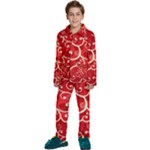 Patterns, Corazones, Texture, Red, Kids  Long Sleeve Velvet Pajamas Set