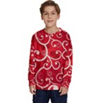 Patterns, Corazones, Texture, Red, Kids  Crewneck Sweatshirt