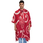 Patterns, Corazones, Texture, Red, Men s Hooded Rain Ponchos