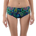 Patterns, Green Background, Texture Reversible Mid-Waist Bikini Bottoms