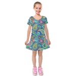 Patterns, Green Background, Texture Kids  Short Sleeve Velvet Dress