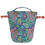 Patterns, Green Background, Texture Drawstring Bucket Bag