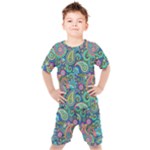 Patterns, Green Background, Texture Kids  T-Shirt and Shorts Set