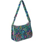 Patterns, Green Background, Texture Zip Up Shoulder Bag