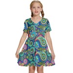 Patterns, Green Background, Texture Kids  Short Sleeve Tiered Mini Dress