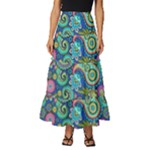 Patterns, Green Background, Texture Tiered Ruffle Maxi Skirt