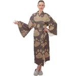 Paws Patterns, Creative, Footprints Patterns Maxi Velvet Kimono