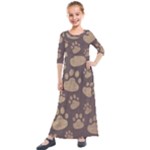 Paws Patterns, Creative, Footprints Patterns Kids  Quarter Sleeve Maxi Dress