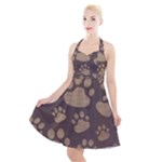 Paws Patterns, Creative, Footprints Patterns Halter Party Swing Dress 