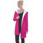Pink Pattern, Abstract, Background, Bright, Desenho Longline Hooded Cardigan