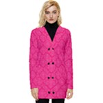 Pink Pattern, Abstract, Background, Bright, Desenho Button Up Hooded Coat 