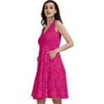 Pink Pattern, Abstract, Background, Bright, Desenho Sleeveless V-Neck Skater Dress with Pockets