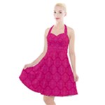 Pink Pattern, Abstract, Background, Bright, Desenho Halter Party Swing Dress 