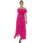 Pink Pattern, Abstract, Background, Bright, Desenho Off Shoulder Open Front Chiffon Dress
