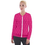 Pink Pattern, Abstract, Background, Bright, Desenho Velvet Zip Up Jacket