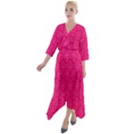 Pink Pattern, Abstract, Background, Bright, Desenho Quarter Sleeve Wrap Front Maxi Dress