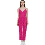 Pink Pattern, Abstract, Background, Bright, Desenho V-Neck Camisole Jumpsuit