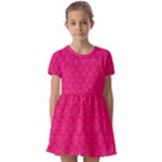Pink Pattern, Abstract, Background, Bright, Desenho Kids  Short Sleeve Pinafore Style Dress