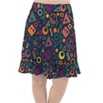 Random, Abstract, Forma, Cube, Triangle, Creative Fishtail Chiffon Skirt