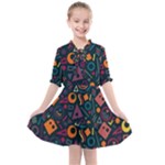 Random, Abstract, Forma, Cube, Triangle, Creative Kids  All Frills Chiffon Dress