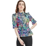 Abstract confluence Frill Neck Blouse