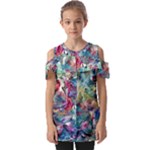 Abstract confluence Fold Over Open Sleeve Top
