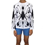 Black Silhouette Artistic Hand Draw Symbol Wb Kids  Long Sleeve Swimwear