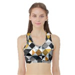 Pattern Tile Squares Triangles Seamless Geometry Sports Bra with Border