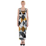 Pattern Tile Squares Triangles Seamless Geometry Fitted Maxi Dress