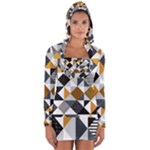 Pattern Tile Squares Triangles Seamless Geometry Long Sleeve Hooded T-shirt