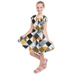 Pattern Tile Squares Triangles Seamless Geometry Kids  Short Sleeve Dress