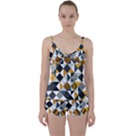 Pattern Tile Squares Triangles Seamless Geometry Tie Front Two Piece Tankini