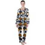 Pattern Tile Squares Triangles Seamless Geometry Women s Long Sleeve Satin Pajamas Set	