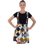 Pattern Tile Squares Triangles Seamless Geometry Velvet Suspender Skater Skirt