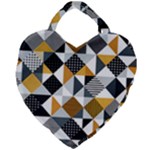 Pattern Tile Squares Triangles Seamless Geometry Giant Heart Shaped Tote