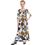 Pattern Tile Squares Triangles Seamless Geometry Kids  Quarter Sleeve Maxi Dress