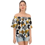 Pattern Tile Squares Triangles Seamless Geometry Off Shoulder Short Sleeve Top