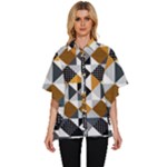 Pattern Tile Squares Triangles Seamless Geometry Women s Batwing Button Up Shirt