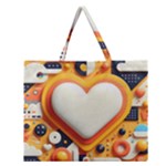 Valentine s Day Design Heart Love Poster Decor Romance Postcard Youth Fun Zipper Large Tote Bag
